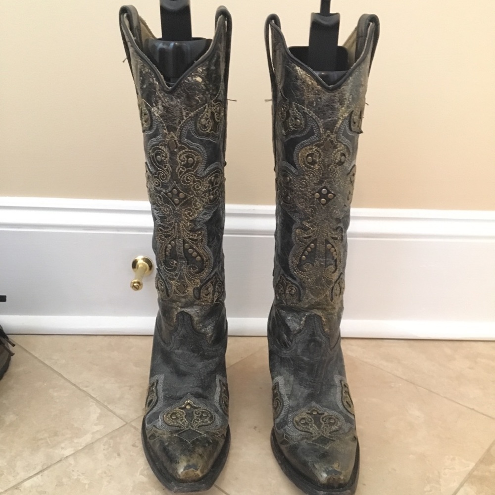 Fancy REAL leather cowgirl boots